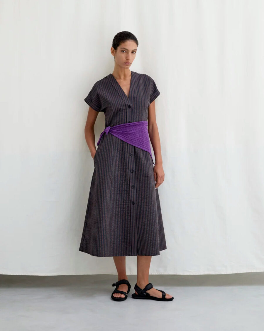 DRESS - BROWN/NAVY